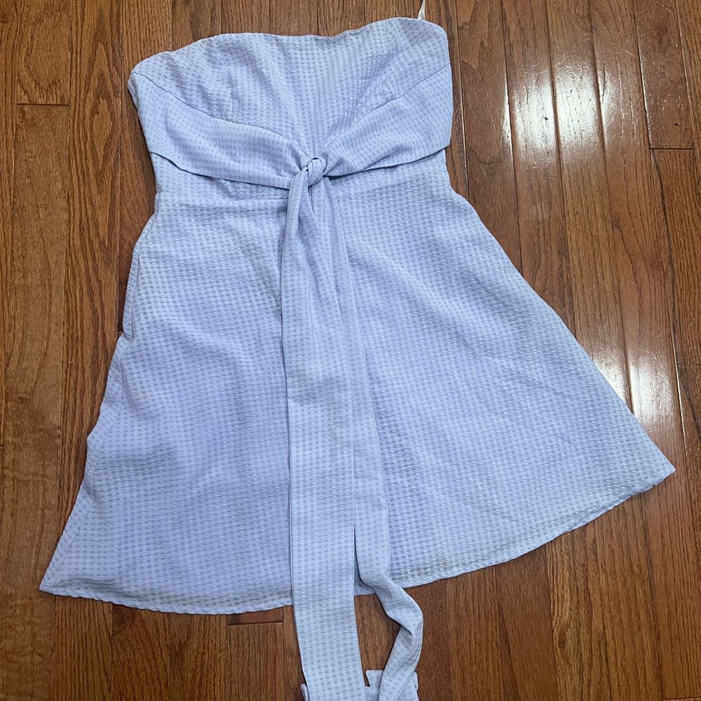 Superdown Strapless Mini Dress Gingham Lilac Bow … - image 4